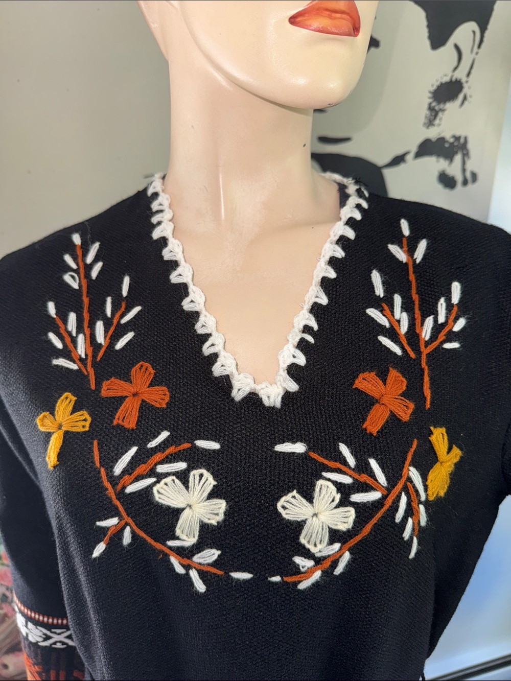 Vintage 70s Embroidered Kaftan Dress - Picture 7 of 17